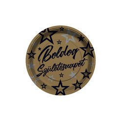   boldog születésnapot tányér arany-fekete , 23 cm-s (8 db)