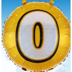 fólia lufi arany, kerek 45 cm (szám felirattal).