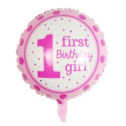 1.évszámos szülinapi fólia lufi rózsaszín (45 cm)