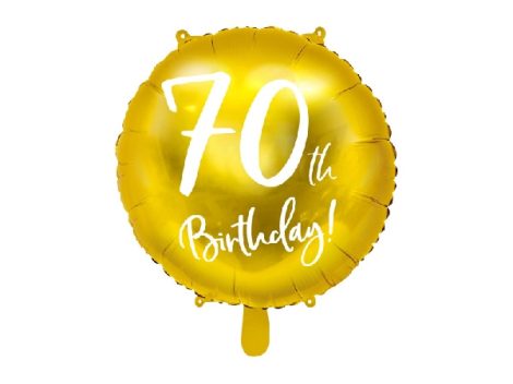 70. születésnapi fólia lufi, arany (45 cm)