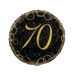 70. évszámos fólia lufi, prizmás, arany(45 cm)-55838