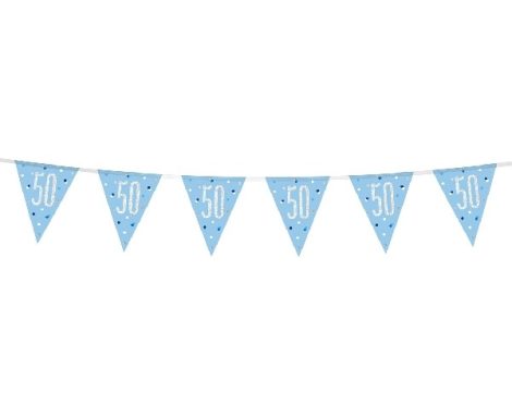 50. évszámos prizmás zászlógirland, kék (274 cm) - 83441