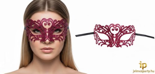 Áttört mintás, glitteres pink álarc – Elegáns velencei maszk