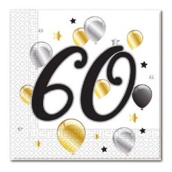 60. évszámos szalvéta arany-fekete-fehér (20 db)