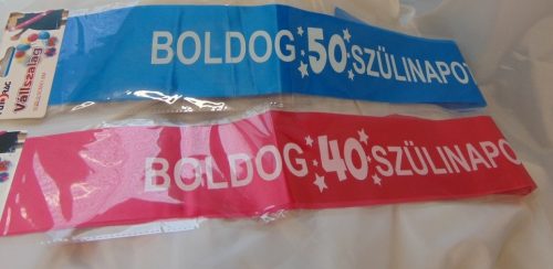 Boldog 40. születésnapot vállszalag (rózsaszín vagy kék)