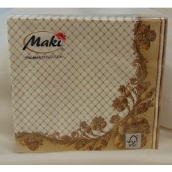 fehér szalvéta arany sarokmintával, 3 rétegű (20 db)