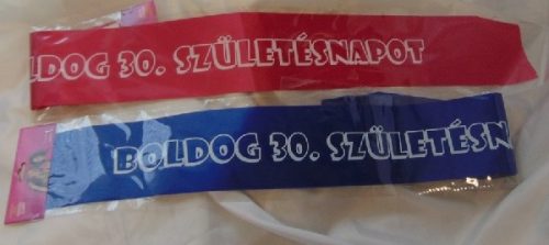 Boldog 30. születésnapot vállszalag (kék vagy rózsaszín)