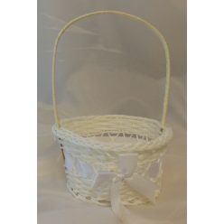 sziromszóró kosárka, fehér masnis (7*14*20 cm)