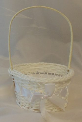 sziromszóró kosárka, fehér masnis (7*14*20 cm)