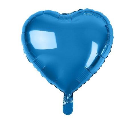 Szív alakú, kék fólia lufi