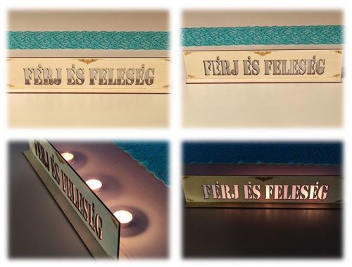 Férj és Feleség vágott fa tábla