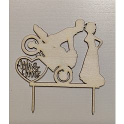 Vintage esküvői tortadísz, motoros