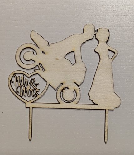 Vintage esküvői tortadísz, motoros