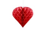 papír szív függődísz, piros (30 cm)