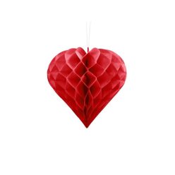papír szív függődísz, piros (30 cm)