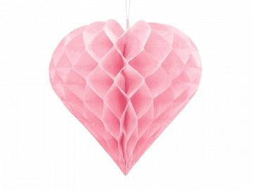 papír szív függődísz, rózsaszín (20 cm)