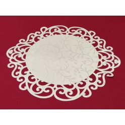 indás szélű asztalközép, krém, mintás (36 cm)-4 db