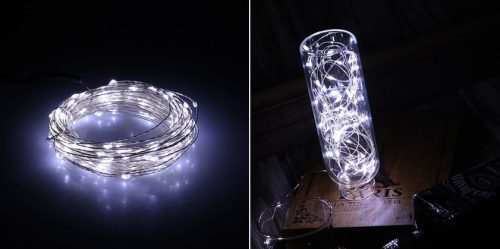 LED fényfüzér hideg fényű, 1 m (10 db led)- elemes