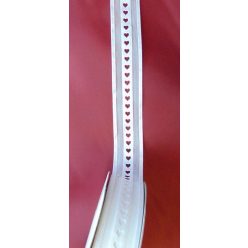   áttört mintás szalag (2 cm x 10 yard) fehér, apró szivecskés-12807