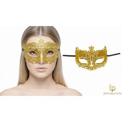   Áttört mintás, glitteres arany álarc – Elegáns velencei maszk