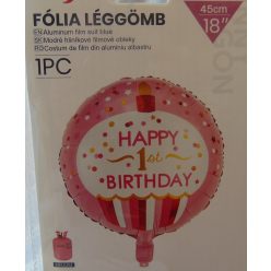   Happy 1. Birthday ! fólia lufi, kék vagy rózsaszín (45 cm)-614247-614230