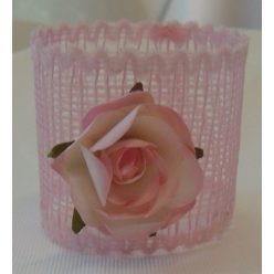 szalvétagyűrű rózsaszín, virággal (70 db)