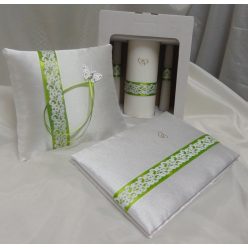 esküvői szett csipke dísszel, zöld