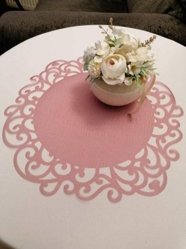 indás szélű organza asztalközép, 005 bordó-mályva (36 cm)-4 db