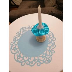   indás szélű organza asztalközép, 031-türkiz (36 cm)-4 db