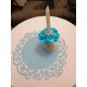 indás szélű organza asztalközép, 031-türkiz (36 cm)-4 db