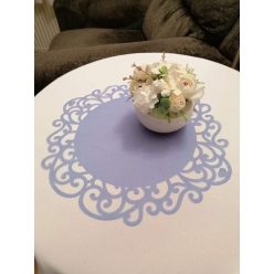   indás szélű organza asztalközép, 034 vintagekék-világoskék (36 cm)-4 db