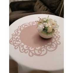   indás szélű organza asztalközép, 044 cappuccino-barna (36 cm)-4 db