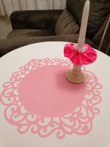 indás szélű organza asztalközép, 205 pink-rózsaszín (36 cm)-4 db