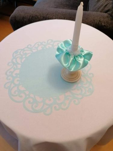 indás szélű organza asztalközép, 318-menta(36 cm)-4 db