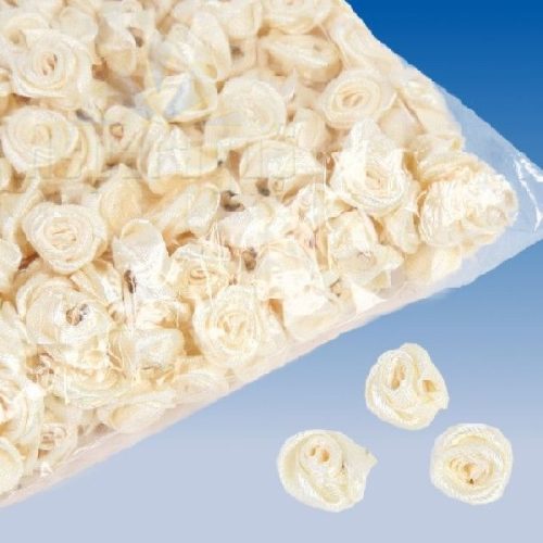 szatén rózsafej 1,2 cm, krém(90 db)