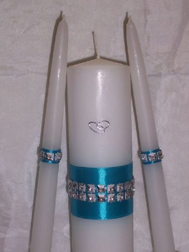 gyertyaszett különleges, türkiz (3 részes) 