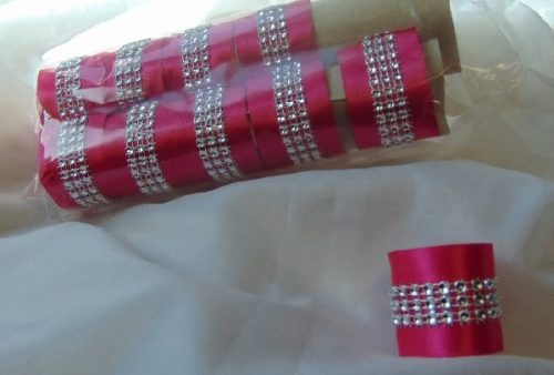 strasszos szalvétagyűrű pink-ezüst 10 db