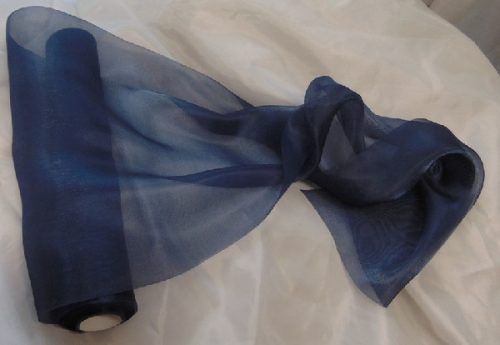 Szatén-organza (25 cm * 10 m) sötétkék (navykék)-655
