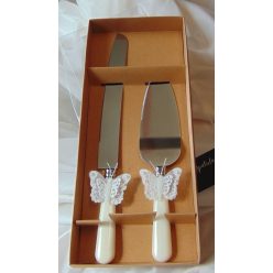 esküvői tortaszett pillangókkal(kés+lapát)