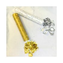 Konfetti ágyú arany vagy ezüst szirommal (40 cm)