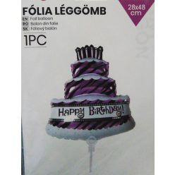   Happy Birthday ! szülinapi torta fólia lufi ( 28x48 cm)-610423
