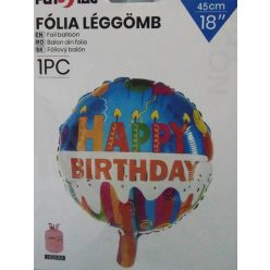 Happy Birthday ! fólia lufi gyertyás (45 cm)- 622402