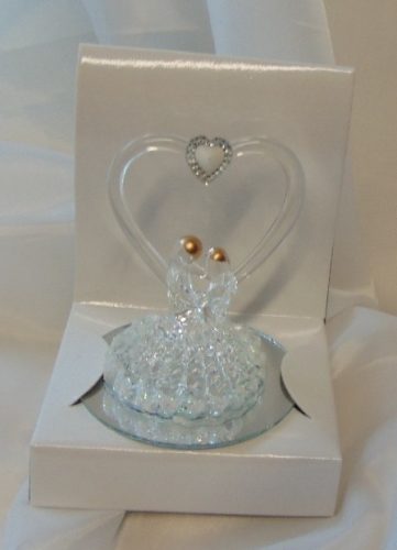 üveg esküvői pár tortadísz ( 6 cm)