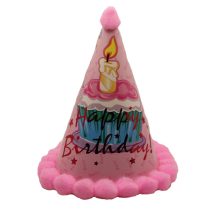 Happy Birthday kalap, gyertyás, rózsaszín