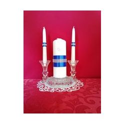esküvői gyertyaszett strasszos,királykék (3 részes)