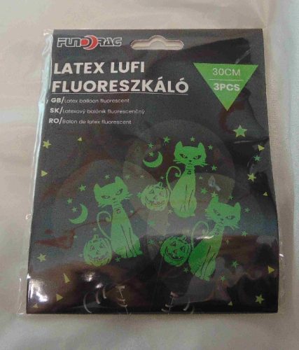 Halloween lufi, sötétben világító, cicás (3 db 30 cm-s )-651822