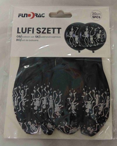 halloween gumi lufi, csontvázas (5 db 30 cm-s )-636294