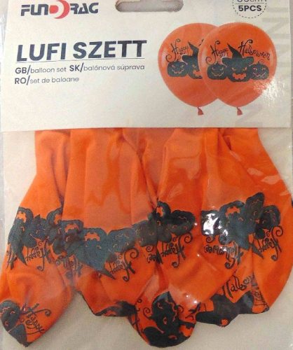 halloween gumi lufi, kalapos tökfej (5 db 30 cm-s )-636263