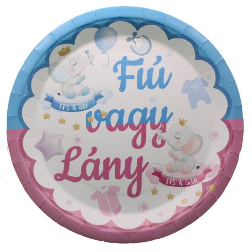 Fiú vagy lány papírtányér, - 8 db (23 cm)