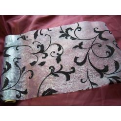 fehér alapon fekete inda mintás organza (47 cm * 5 m)